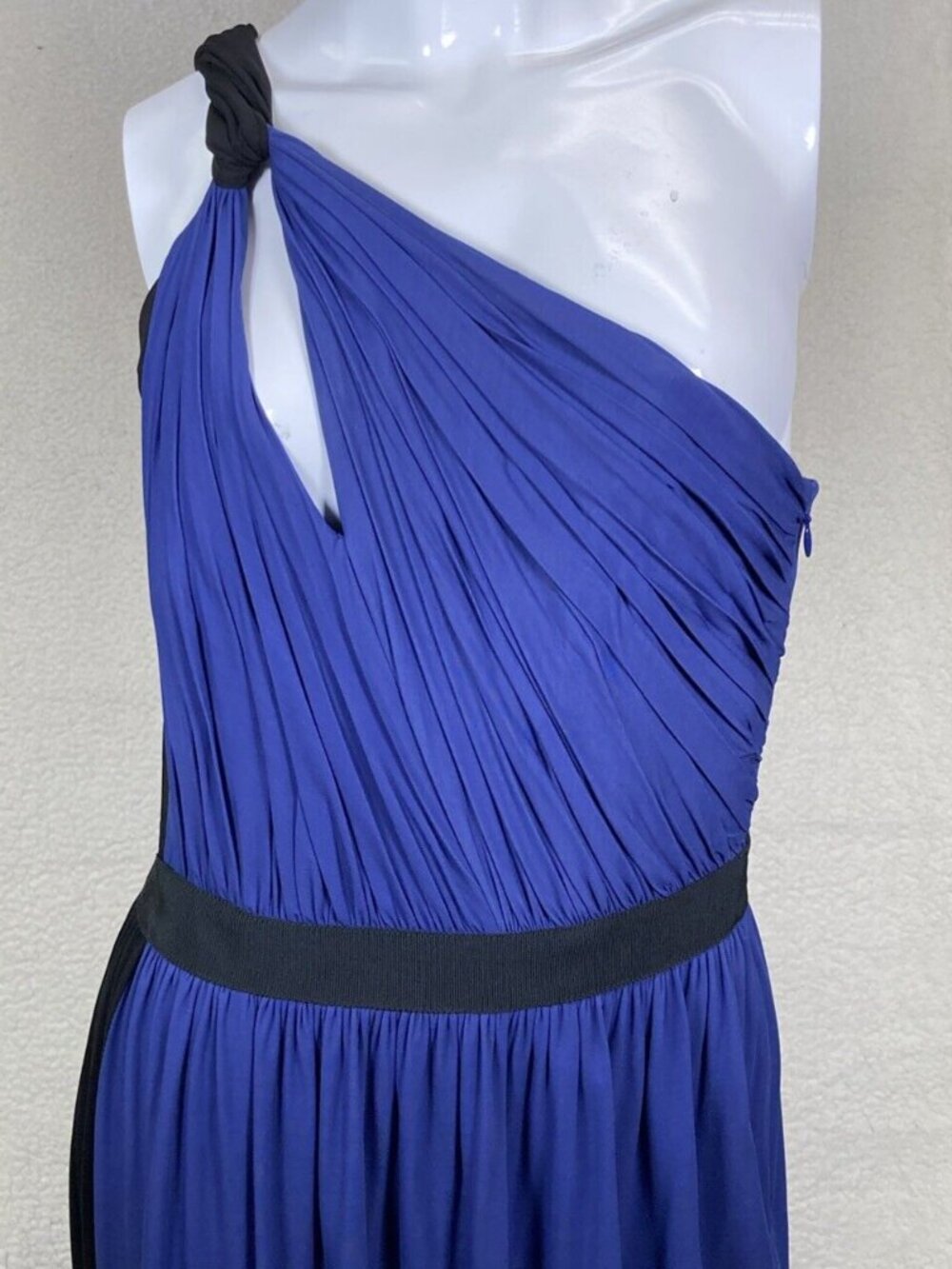 Paule Ka Women's One Shoulder Blue & Black Long Evening Dress Size EU 42 US 6
